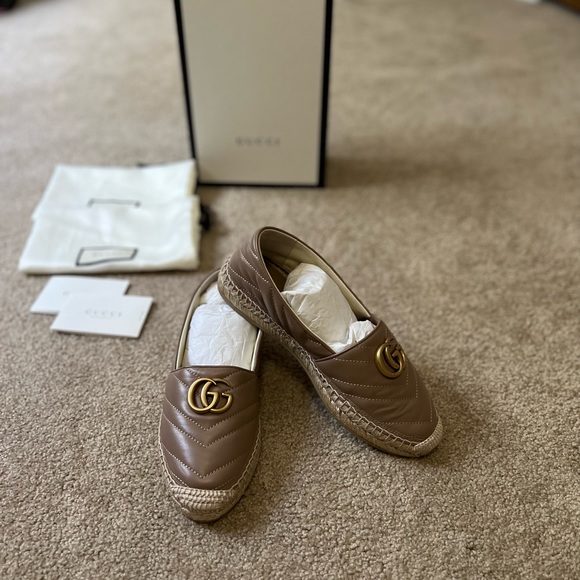 Gucci GG Marmont Matelassé Chevron Espadrilles in Rose Pink - Size 37 - Picture 6 of 8